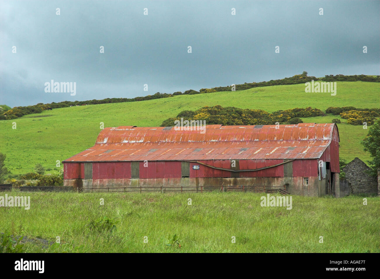 A Red Barn In A Green Field Near Avoca County Wicklow Ireland