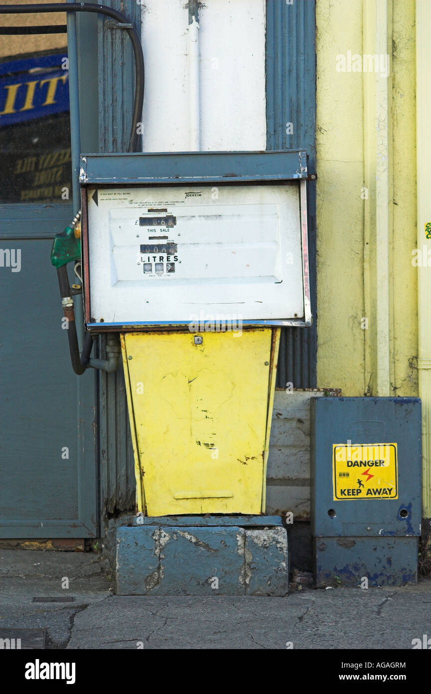 An old petrol pump as seen outside a store in Kilkenny, Ireland Stock