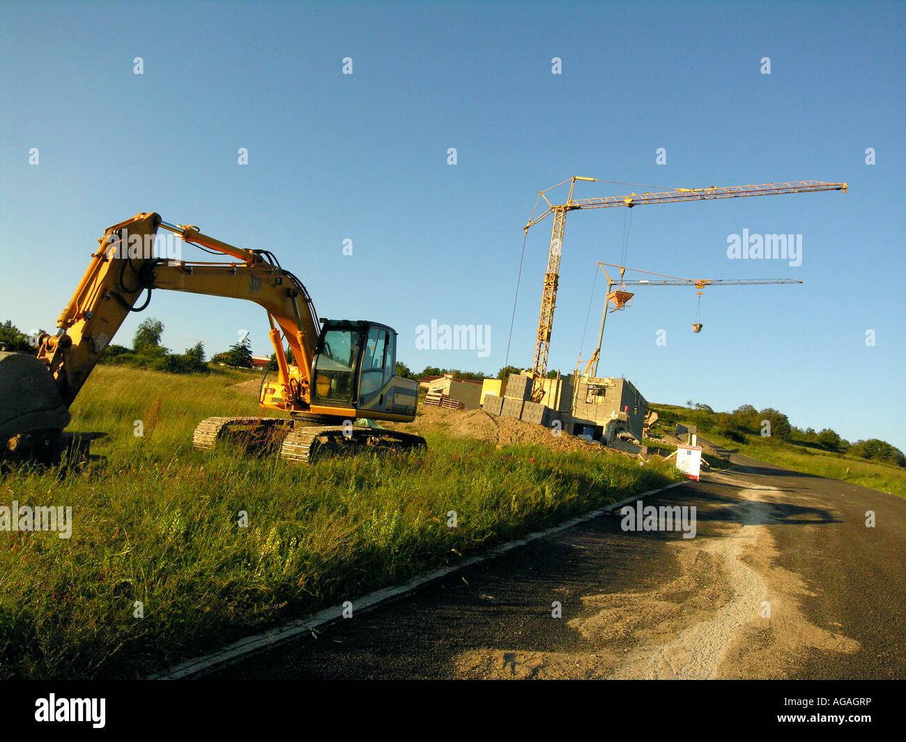 Low angle shot of a construction crane captured on a blue sky Stock ...