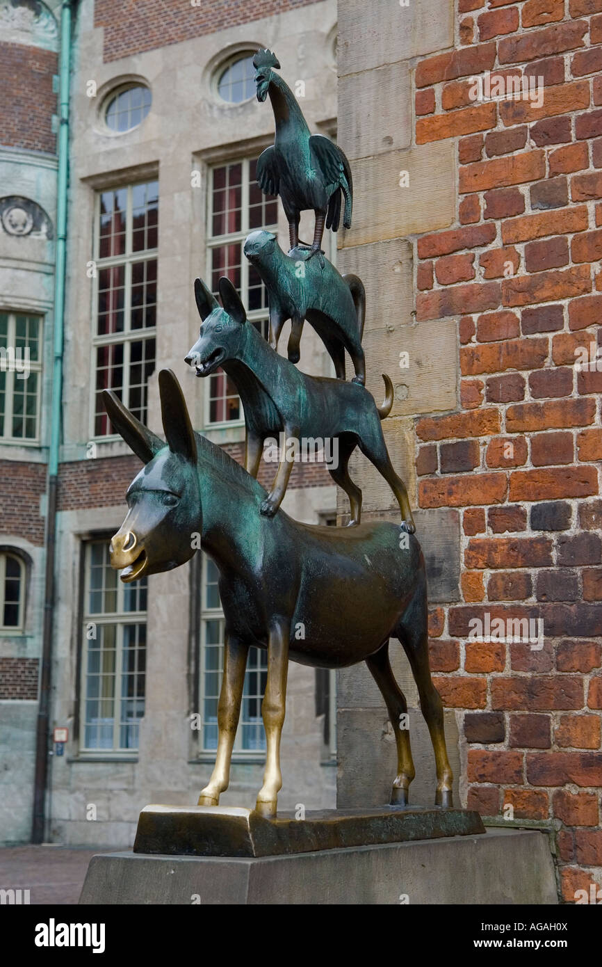 Famous statue in the centre of Bremen Germany depicting the donkey dog