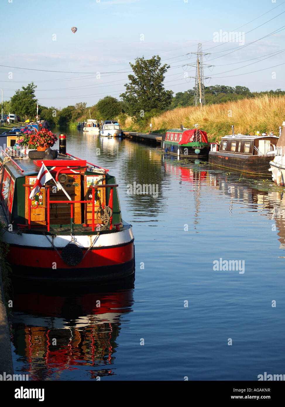 Colourful Canal Boats at Beeston Marina, Nottinghamshire UK Stock Photo