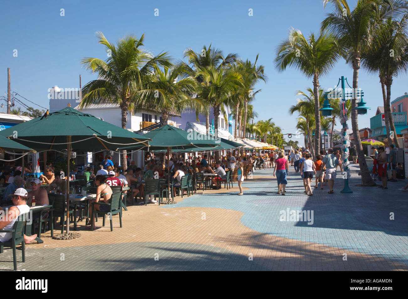 Times Square shopping and restaurant area of Fort Myers Beach on the