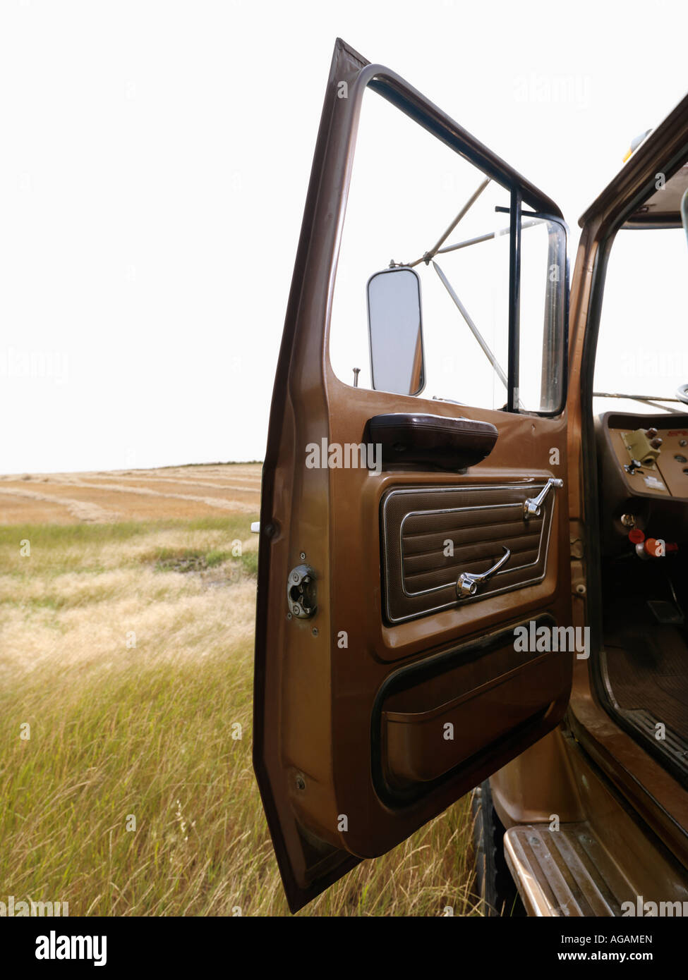 Farm truck with driver side door open Stock Photo