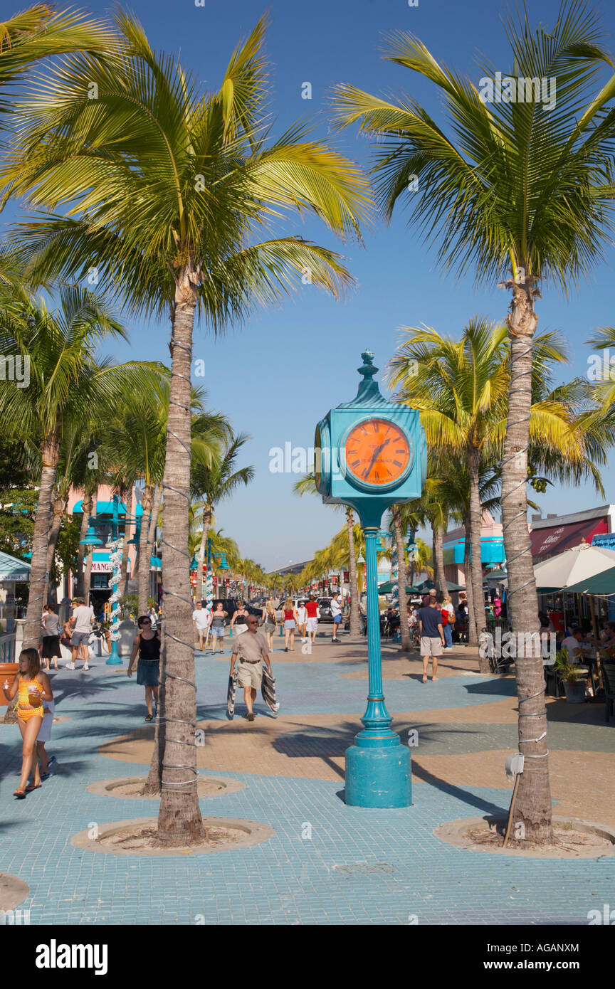 Times Square shopping and restaurant area of Fort Myers Beach on the