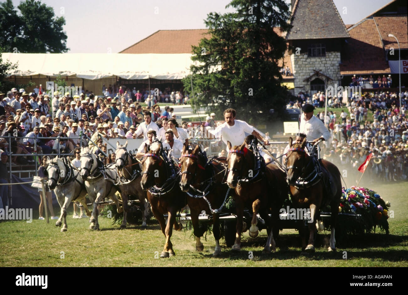 Switzerland horse racing Marche Concours in Canton Jura in Saignelegier Stock Photo