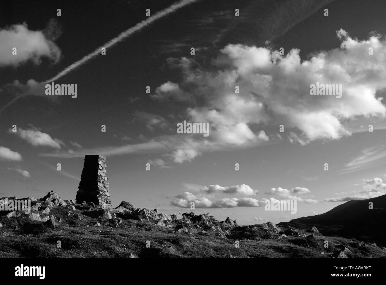 Trig point on Loughrigg Fell Cumbria Stock Photo
