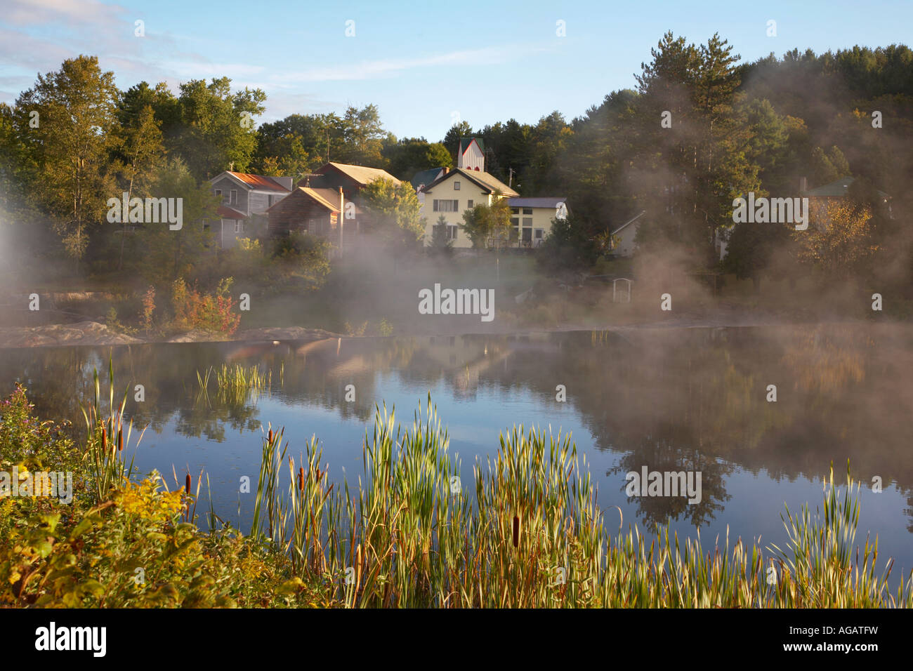 Forestport across the Black River in the Adirondack Mountain region of