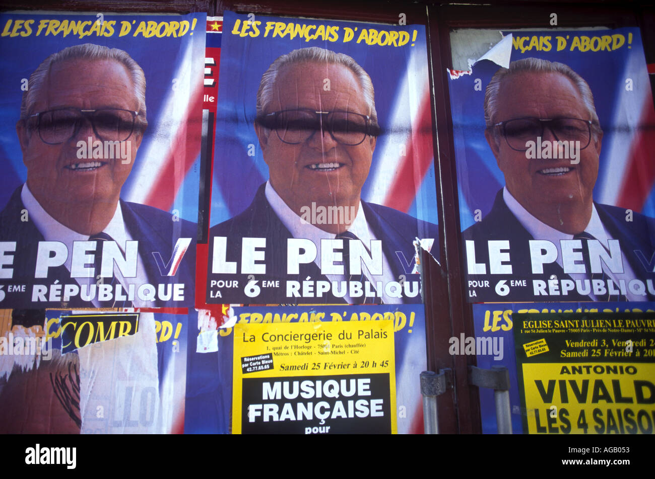 Graffitied posters of French politician Jean Marie Le Pen in paris Stock  Photo - Alamy