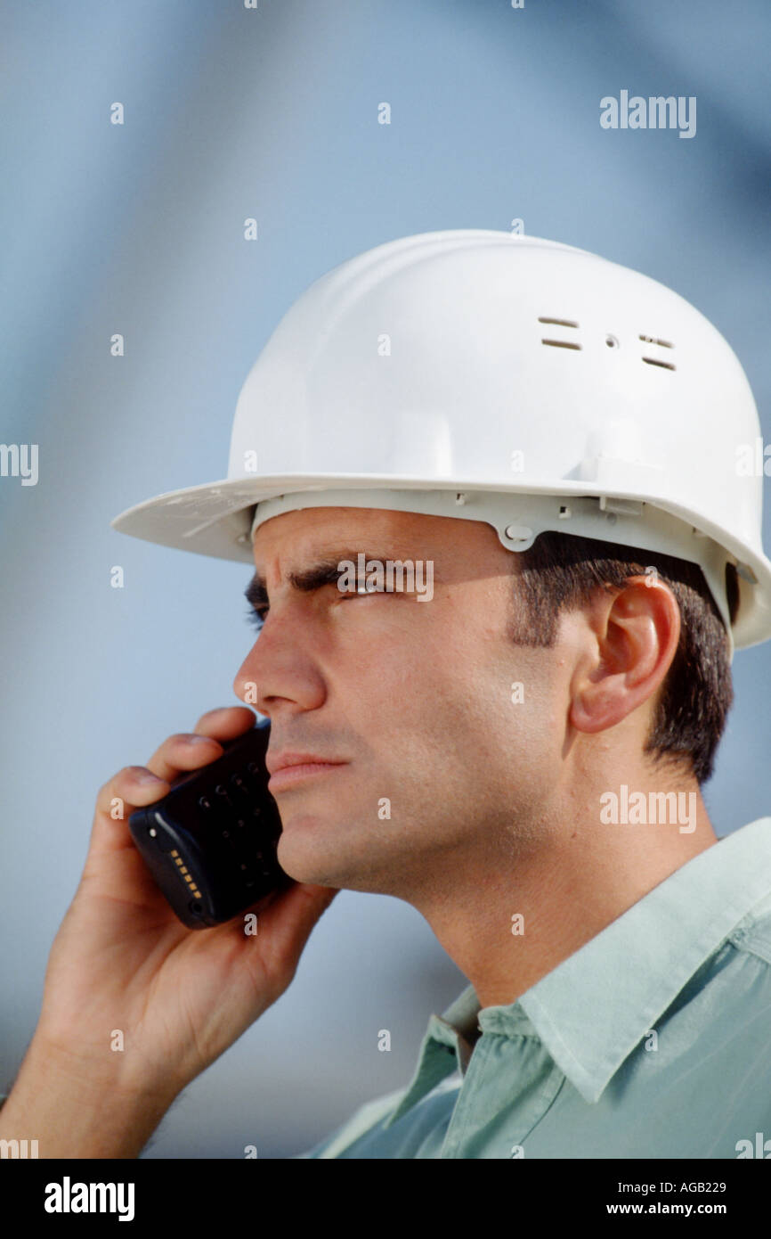 Worker on construction site Stock Photo
