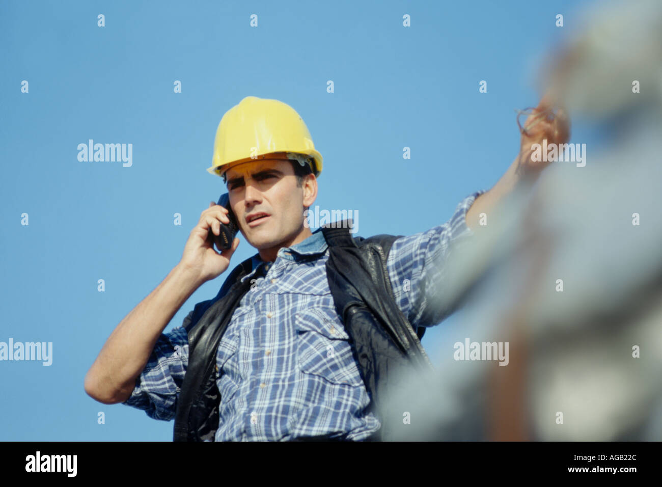 Worker on construction site Stock Photo