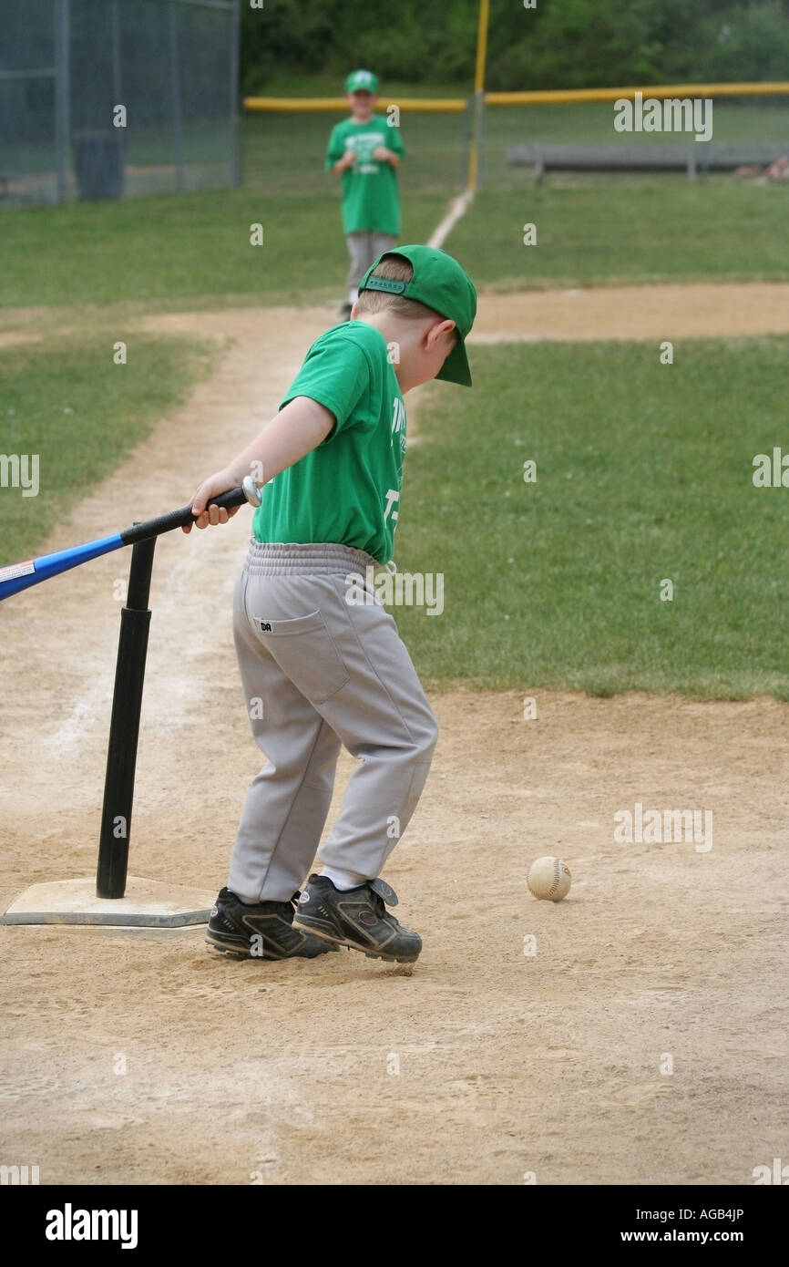 Little League Baseball, boy at bat Stock Photo Alamy