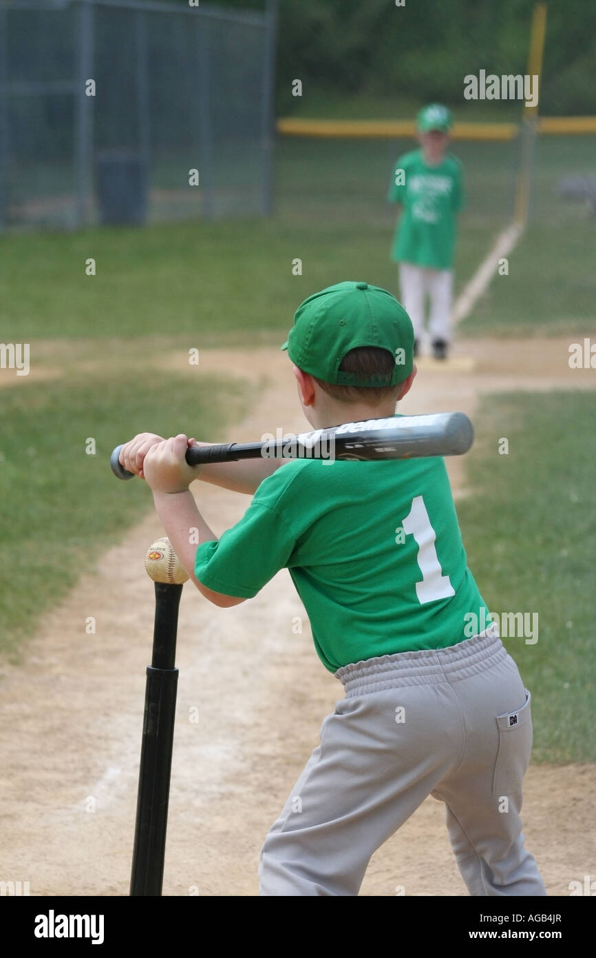Little League Baseball, boy at bat Stock Photo Alamy