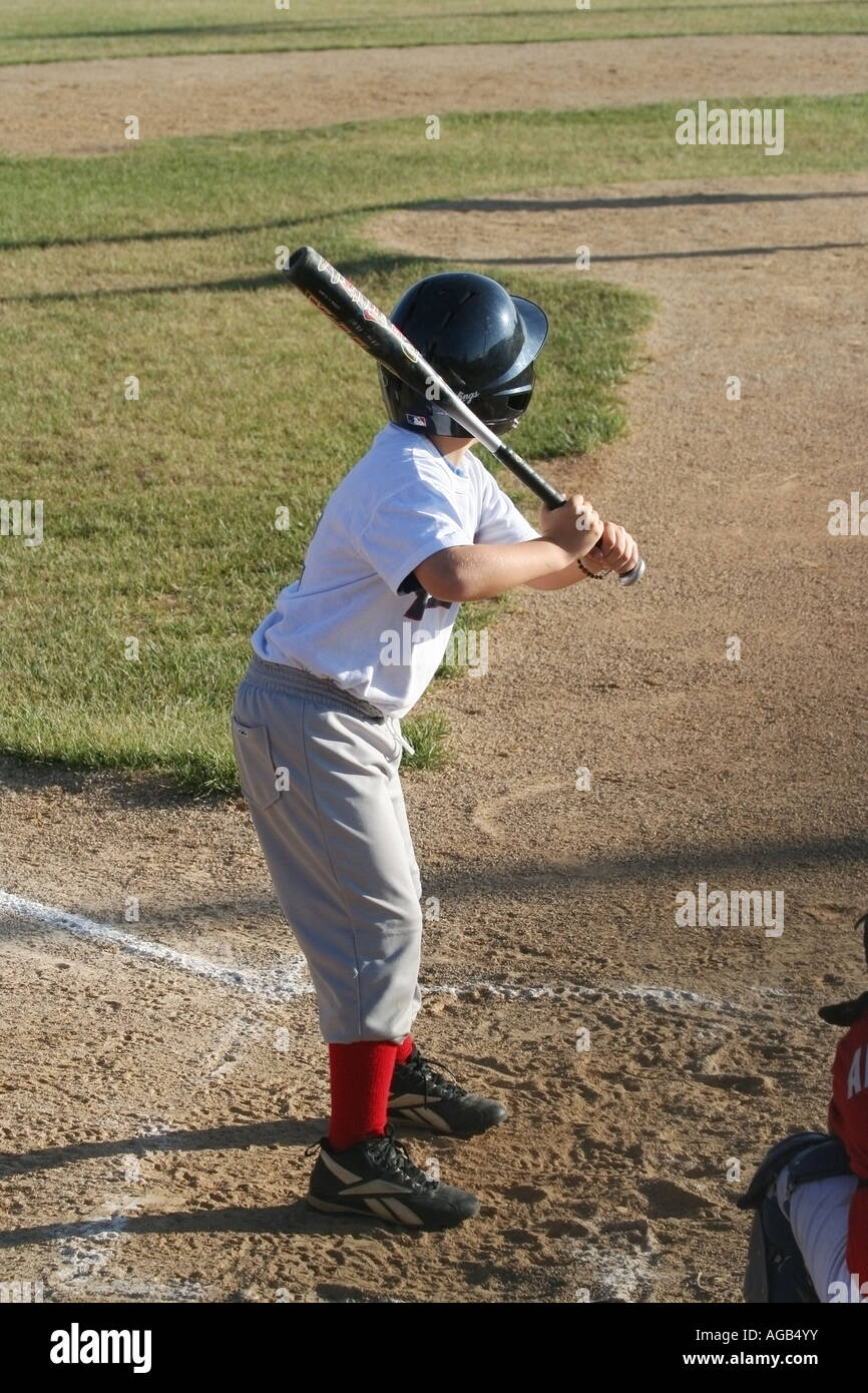 Little League Boy up to Bat Stock Photo Alamy
