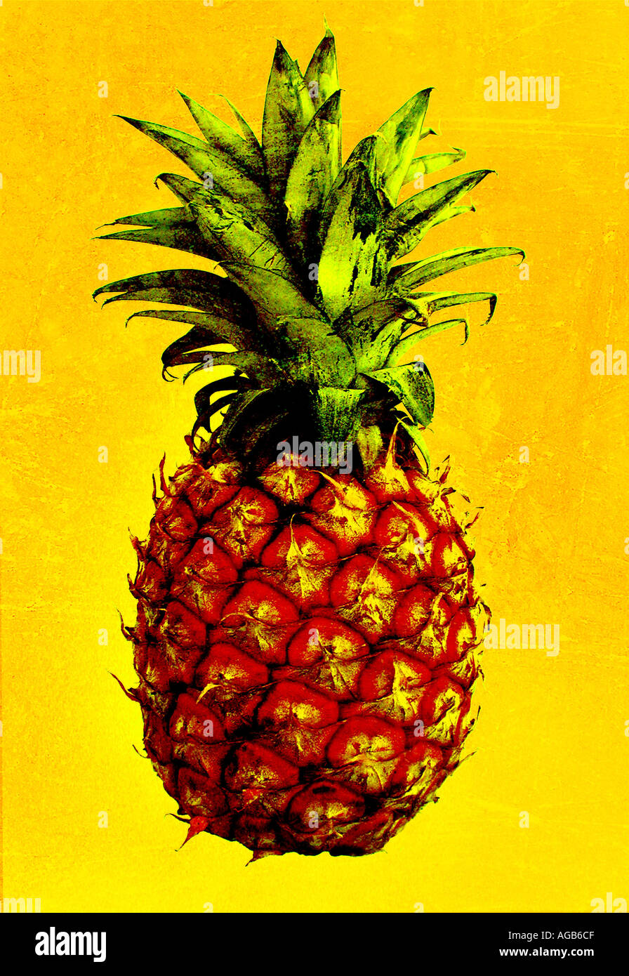 Graphic pineapple on yellow background Stock Photo