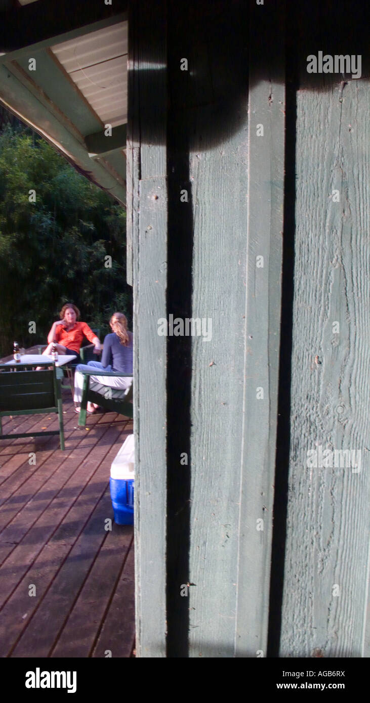 Reading Kokee Cabins Waimea Canyon Kauai Hawaii Stock Photo