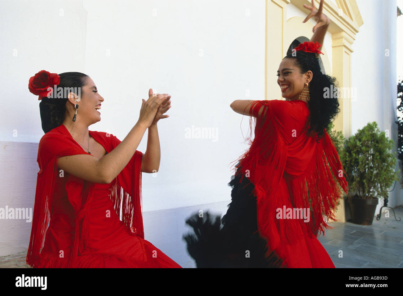 Spain Near Granada Flamenco Dancers rehearsing Stock Photo