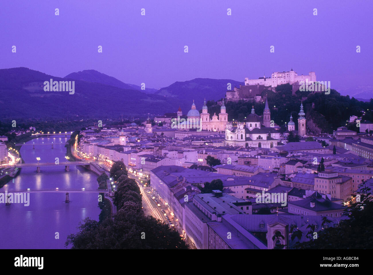 Salzburg on River Salzach Austria Stock Photo