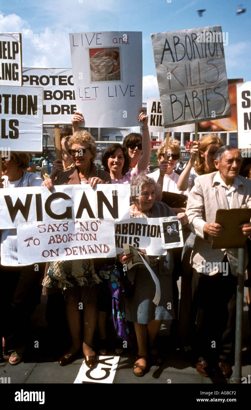The anti abortion lobby demonstrating in London  1980s Stock Photo