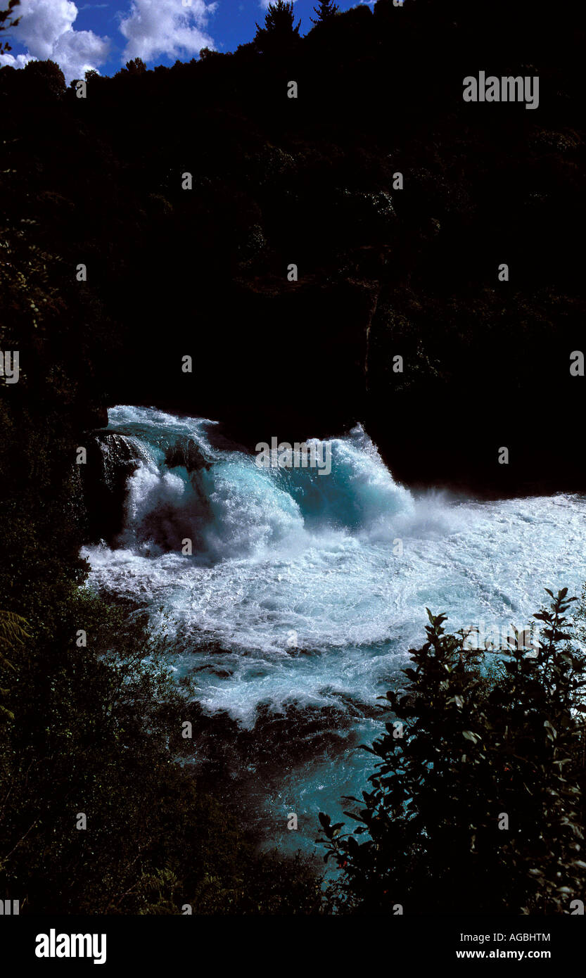 Taupo a rapid in the river at the Huka Lodge luxury accommodation Stock Photo