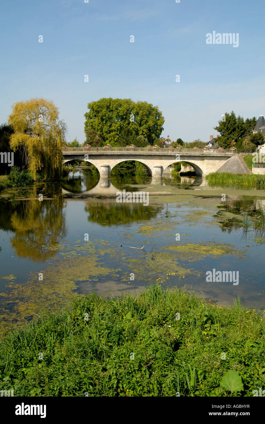 Claise Bridge over River Claise, Preuilly-sur-Claise (37290), France Stock ...