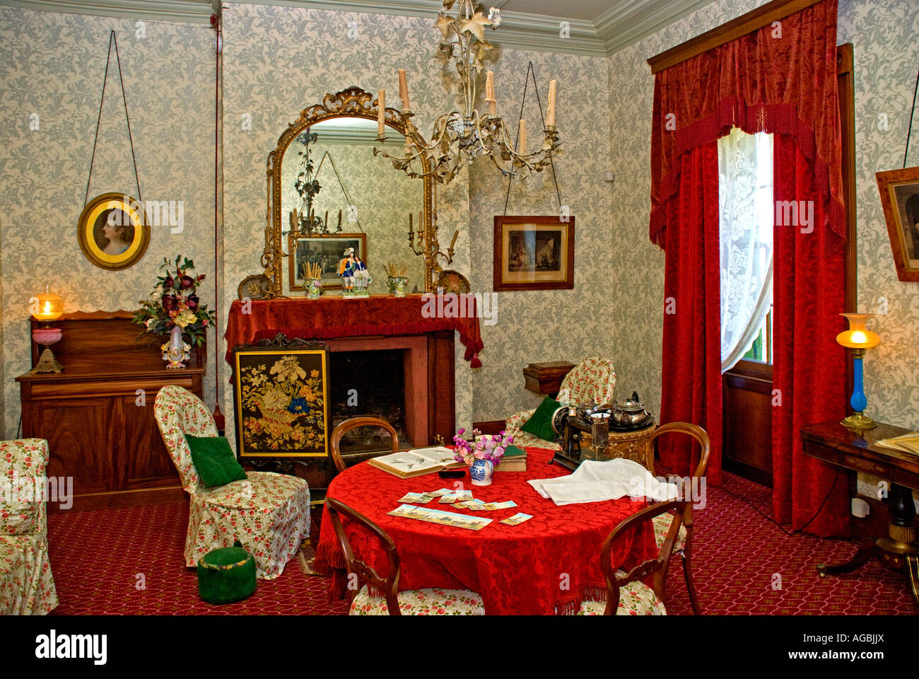 The drawing room of the Commandant s Quarters at the old penal settlement of Port Arthur on the Tasman Peninsula Tasmania Stock Photo