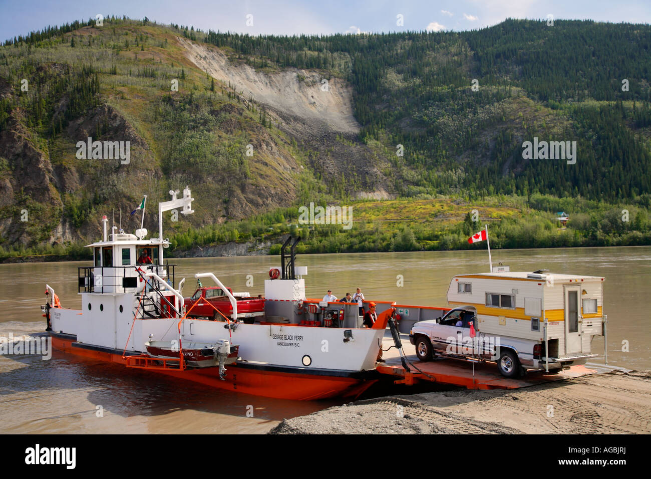 The Auto Ferry Crossing The Yukon River Bring Visitors To The Stock Photo Alamy