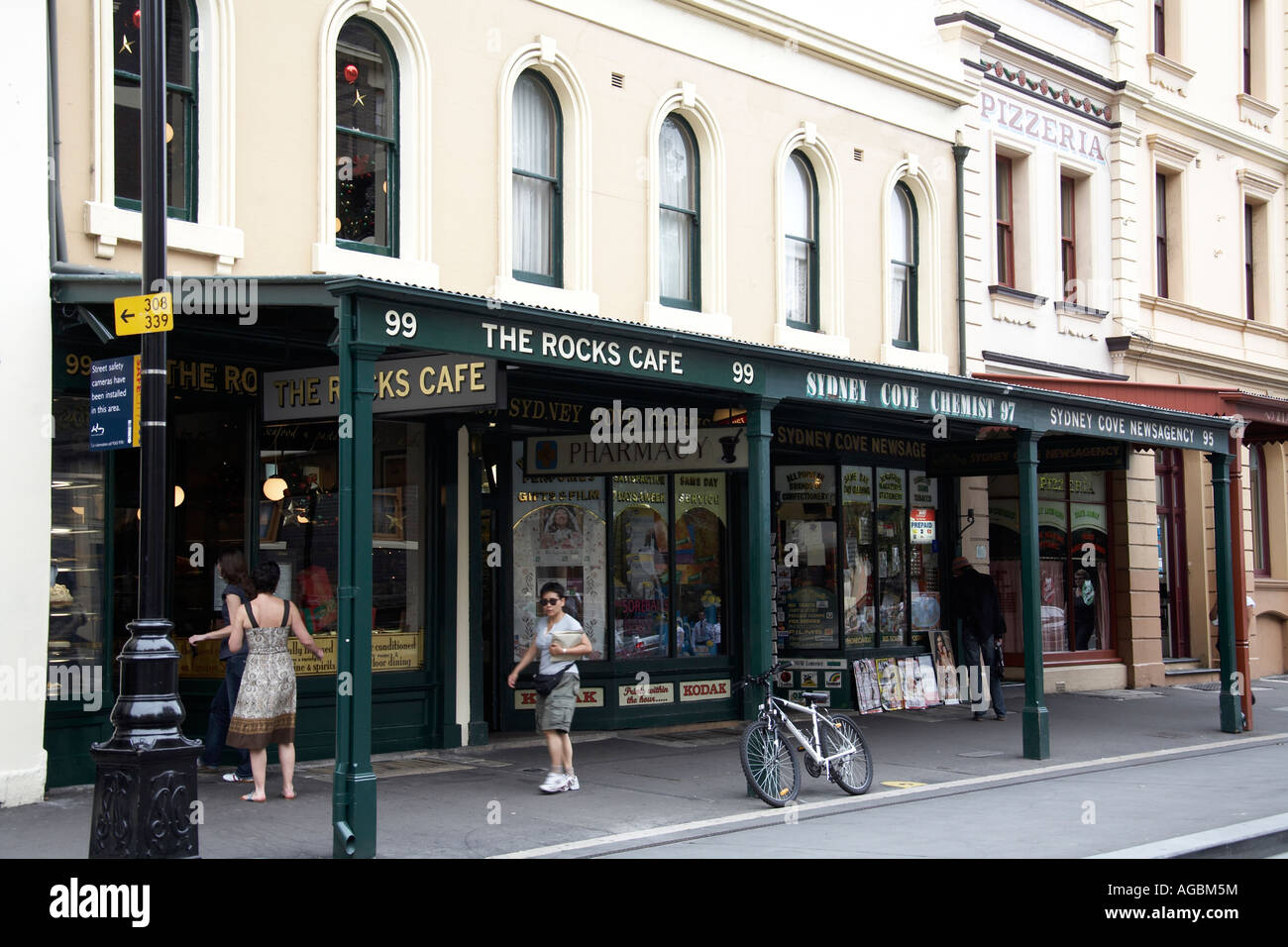 Shops in old buildings in the historic rocks area of Sydney New South Wales NSW Australia Stock