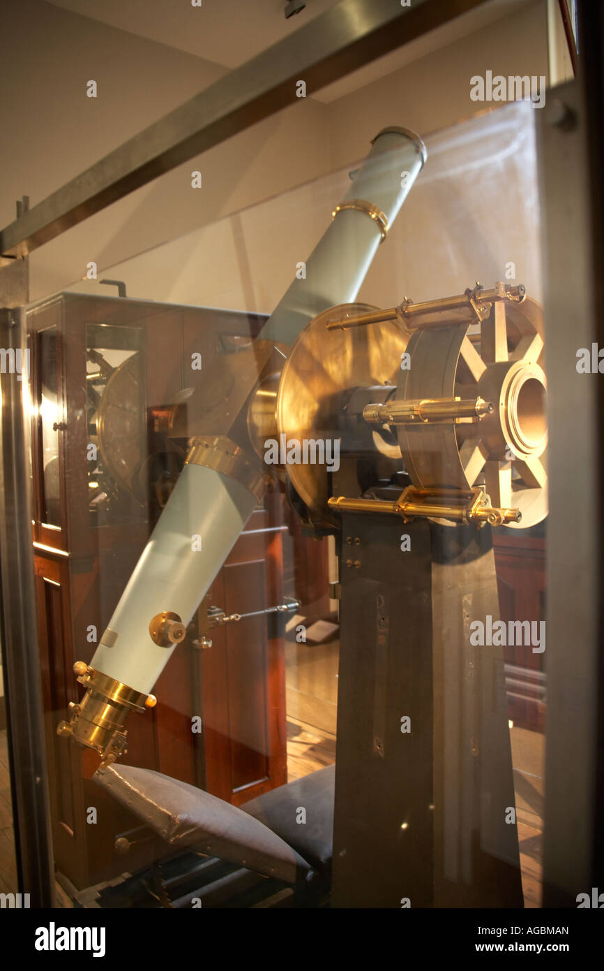 Old telescope instrument for viewing the transit circle around 1901 in the Observatory Sydney New South Wales NSW Australia Stock Photo