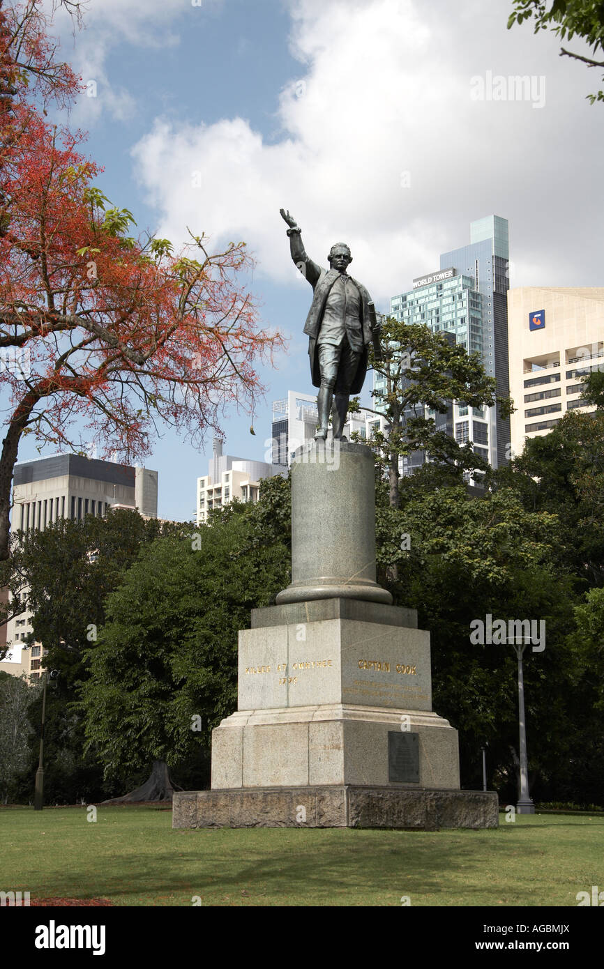 Bronze statue sculpture of Captain Cook in Hyde Park Sydney New South Wales NSW Australia Stock