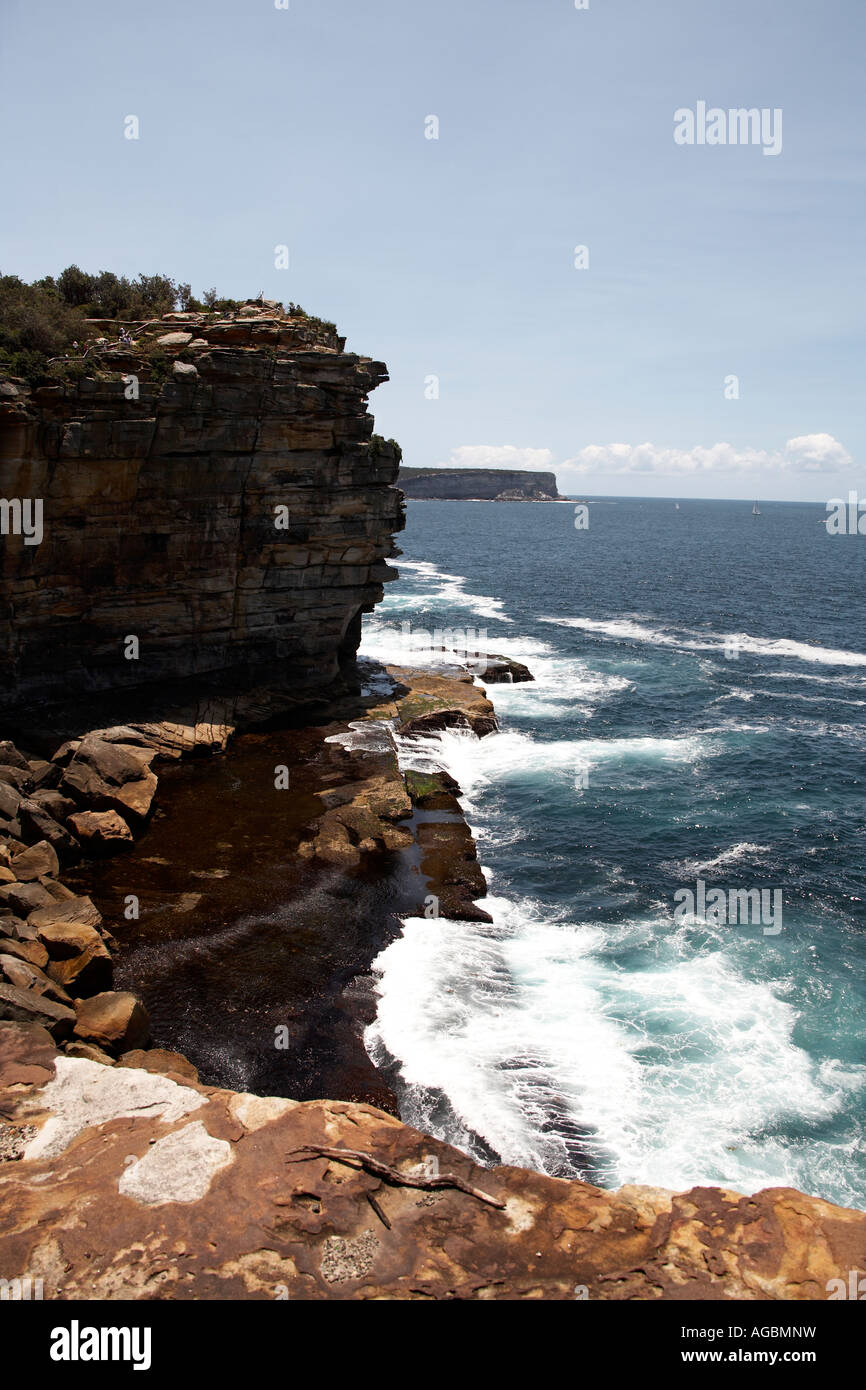 Cliff top views of the Pacific Ocean from Gap Bluff near Watsons Bay in Sydney New South Wales NSW Australia Stock Photo