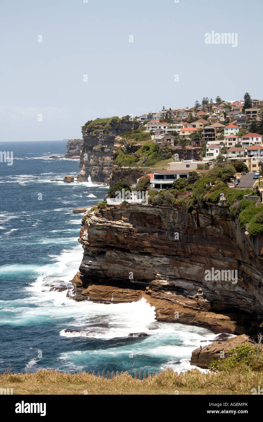 Suburb of North Bondi with cliffs above the Pacific Ocean in Sydney New South Wales NSW Australia Stock Photo