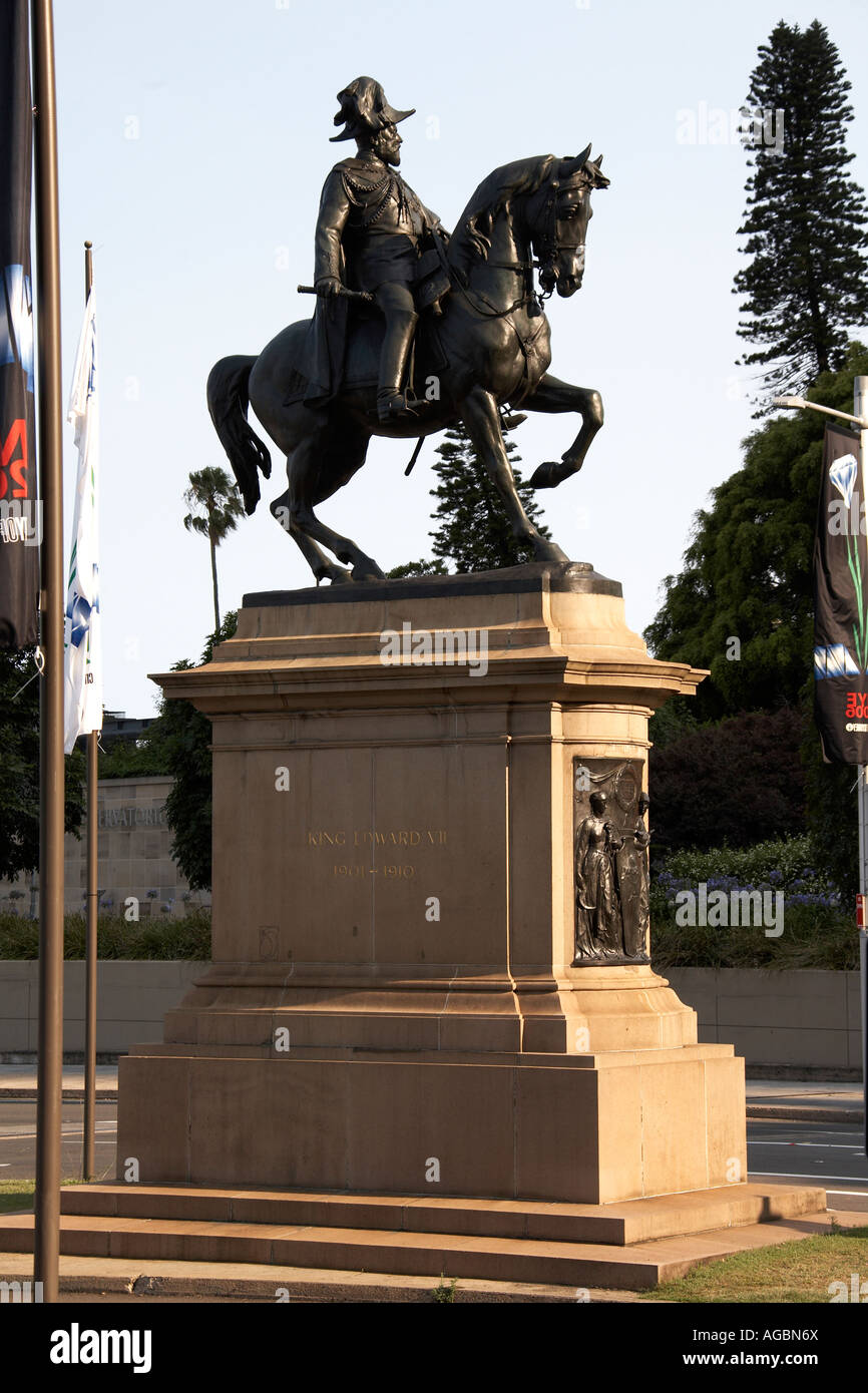 Bronze statue sculpture of King Edward Vll on pediment in Sydney New South Wales NSW Australia