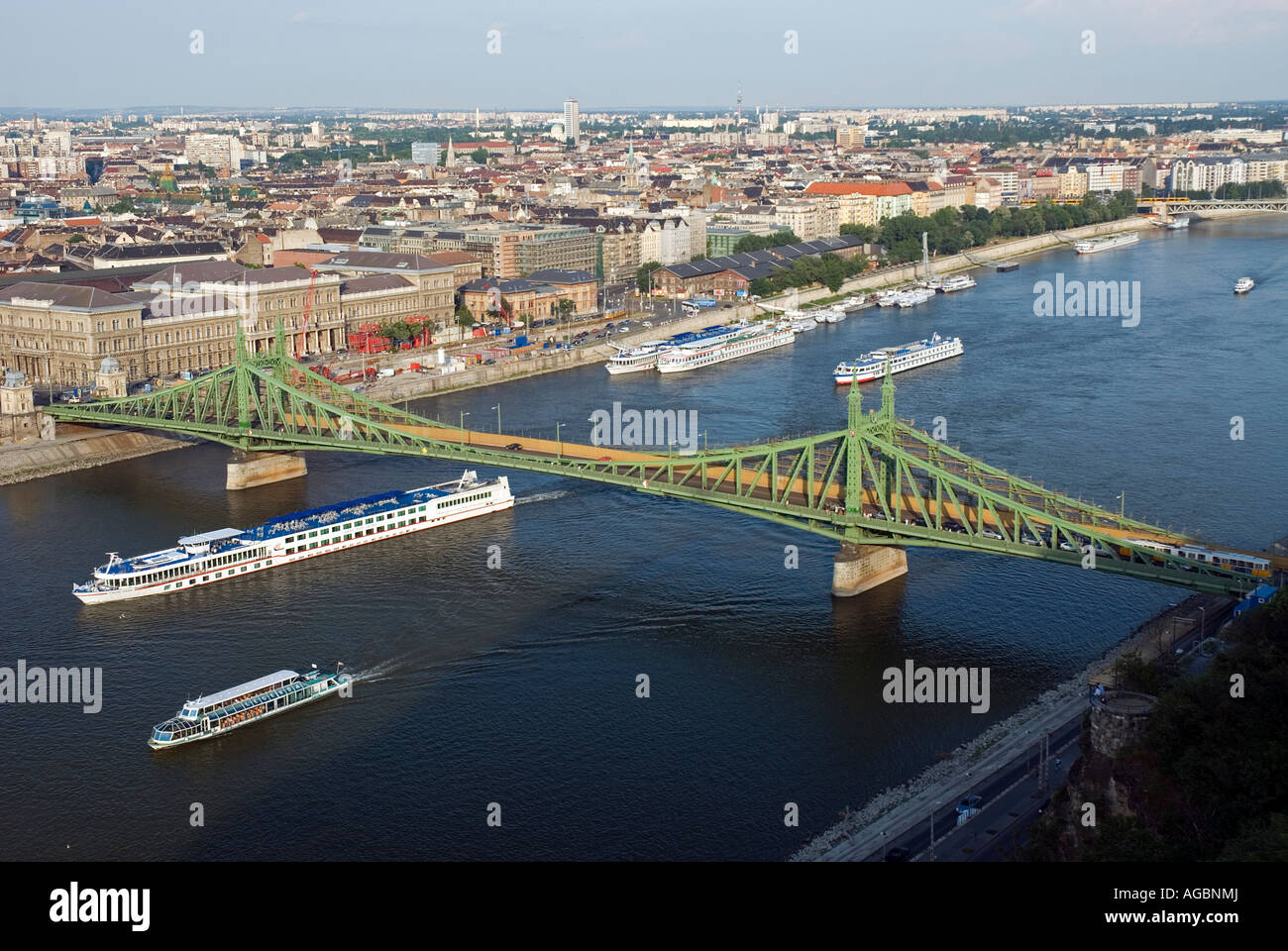 Liberty Bridge Szabadsag hid from Gellert Hill Gellert hegy Budapest Hungary Stock Photo