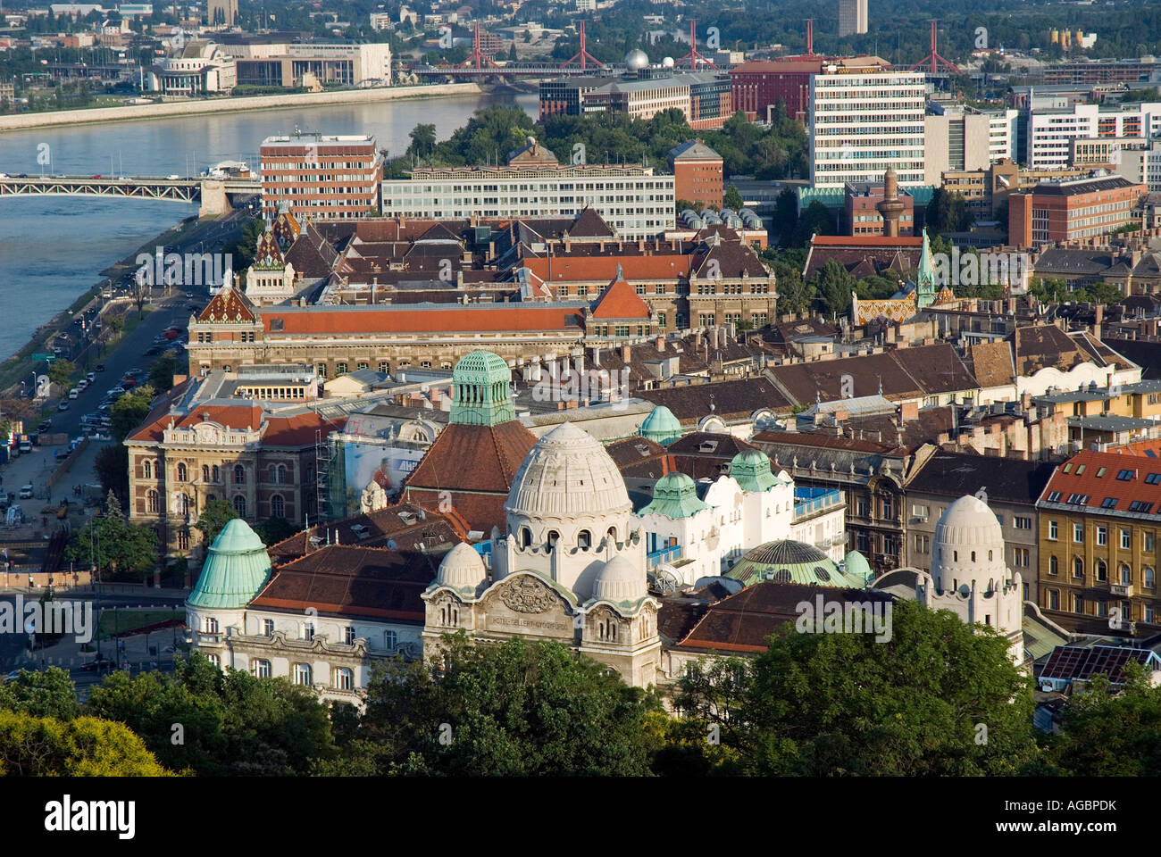 Gellert Hotel and BME from Gellert Hill Gellert hegy Budapest Hungary Stock Photo