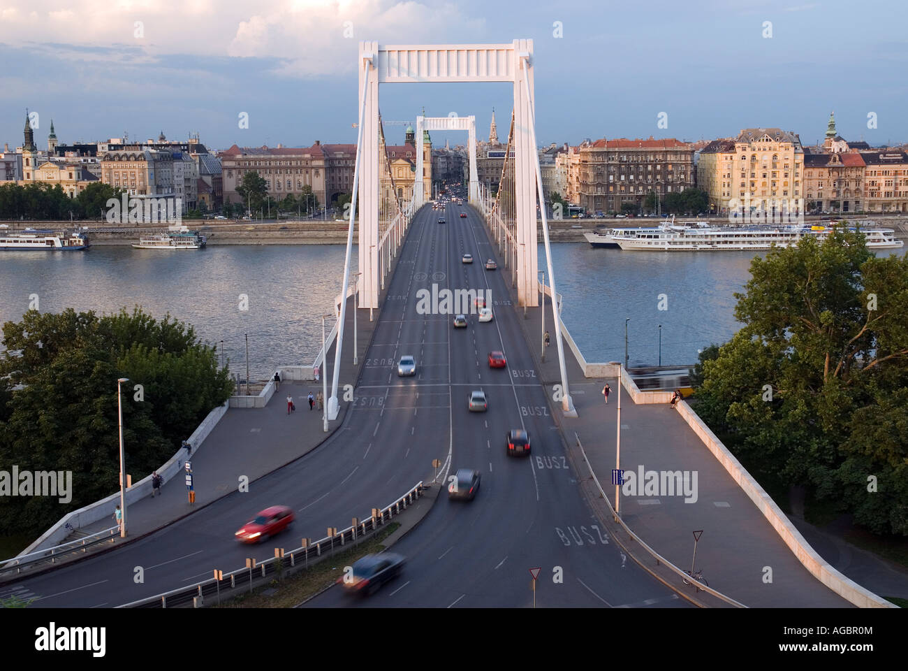 Elizabeth Bridge Erzsebet hid from Gellert Hill Gellert hegy Budapest Hungary Stock Photo