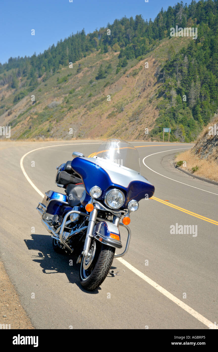 Harley Davidson motorcycle, Pacific Coast Highway, State Route 1, California, United States, USA Stock Photo