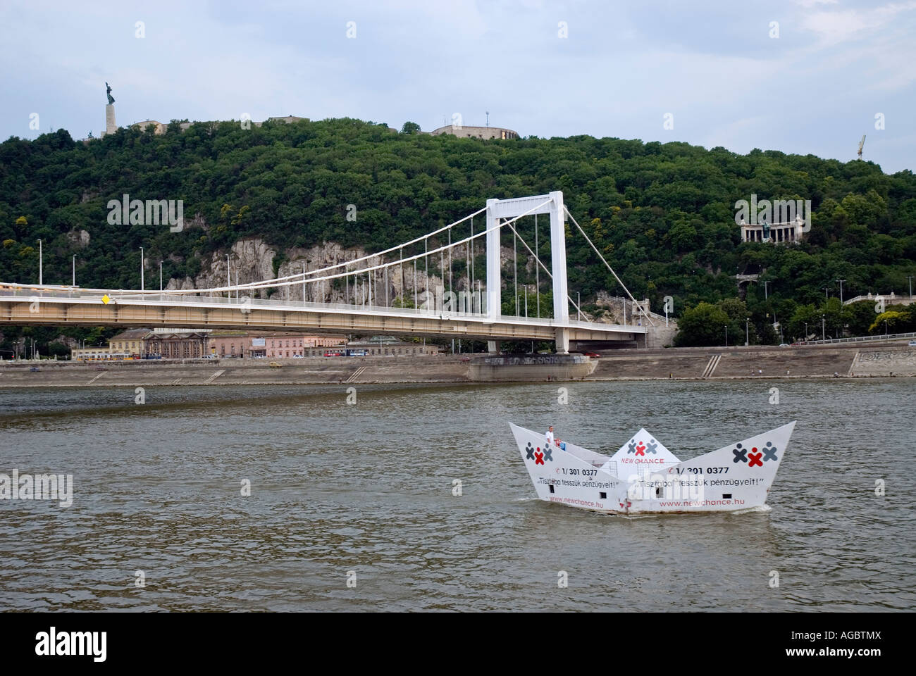 Elizabeth Bridge Erzsebet hid and Gellert Hill Gellert hegy from Zsofia FÃ hercegne Budapest Hungary Stock Photo