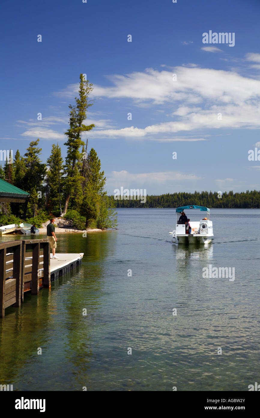 The ferry boat on Jenny Lake Grand Teton National Park Wyoming Stock Photo