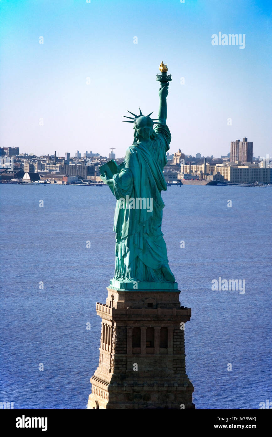 Aerial view of Statue of Liberty Stock Photo