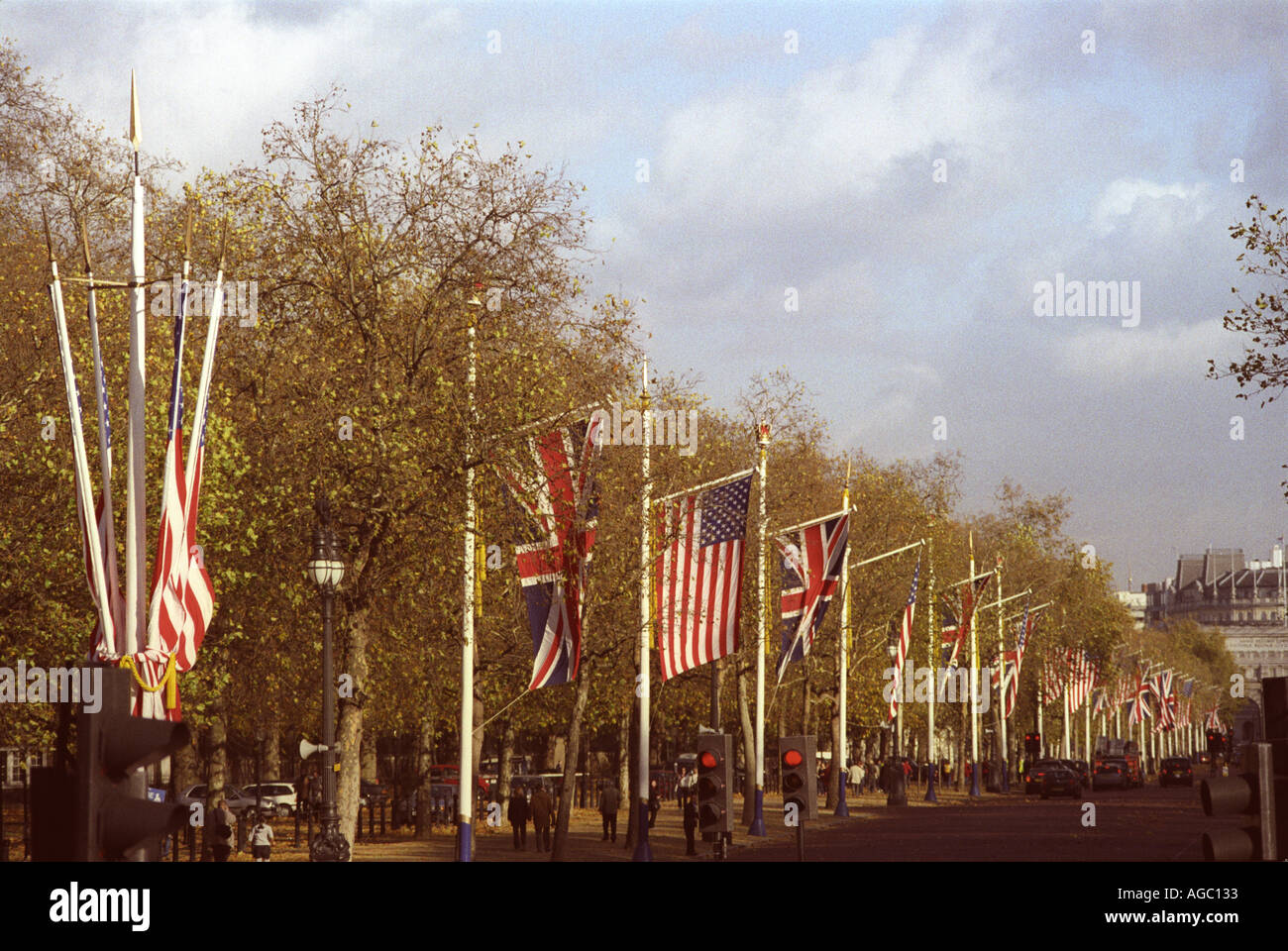 Union Jack Flag and Stars and Stripes flying together in London England ...