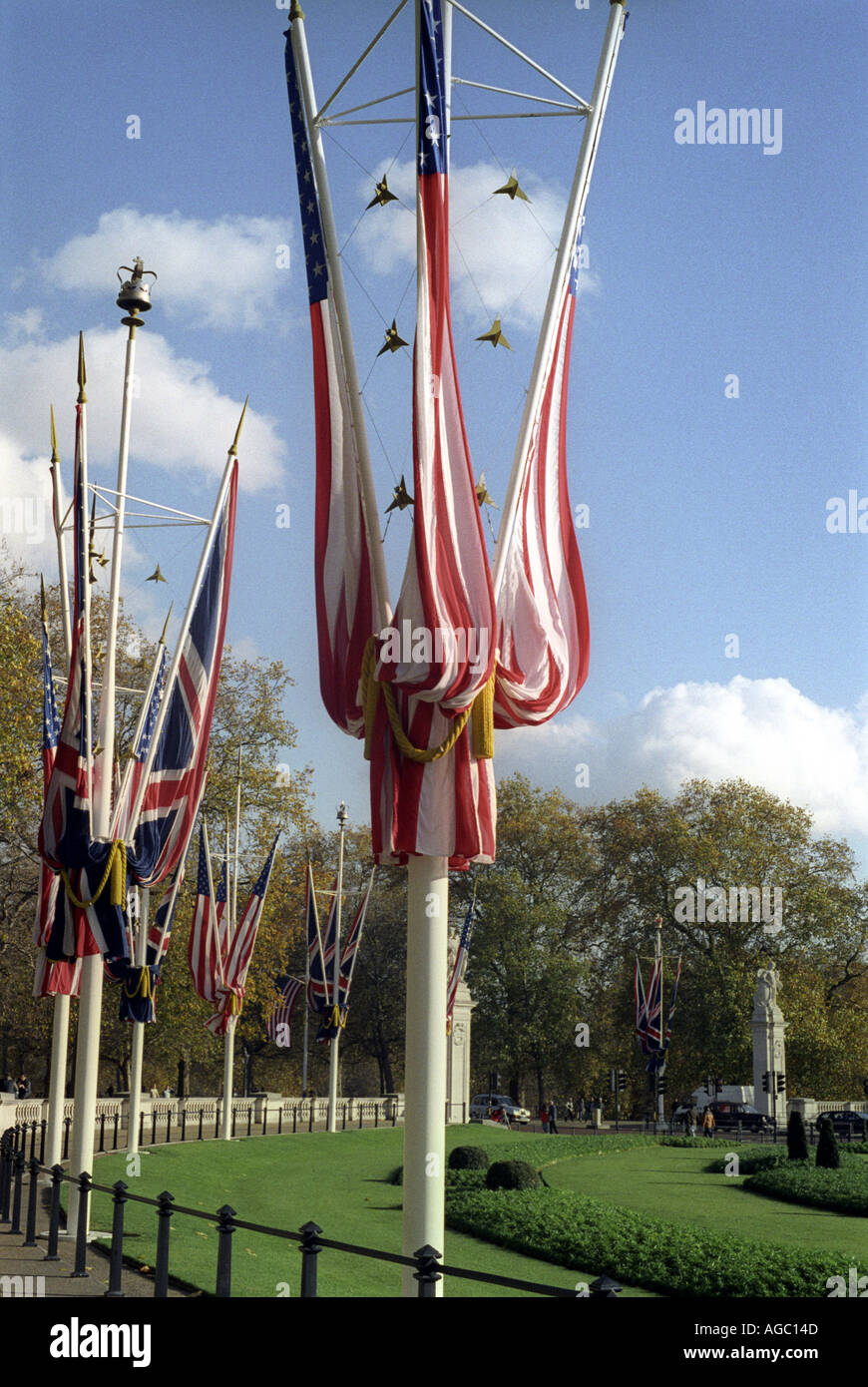 Union Jack Flag and Stars and Stripes flying together outside ...