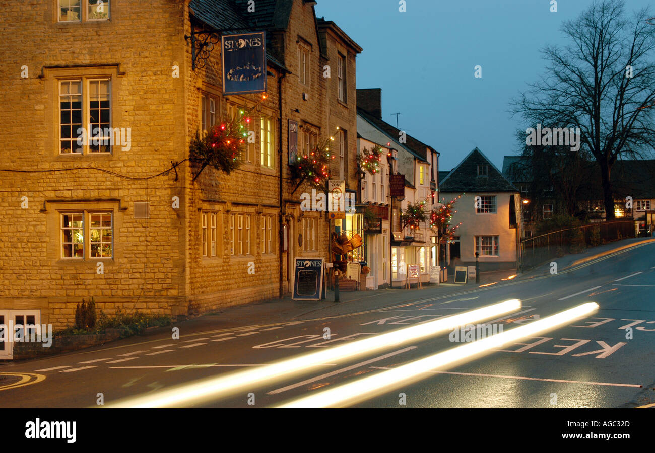Christmas lights and night life in Chipping Norton Stock Photo Alamy