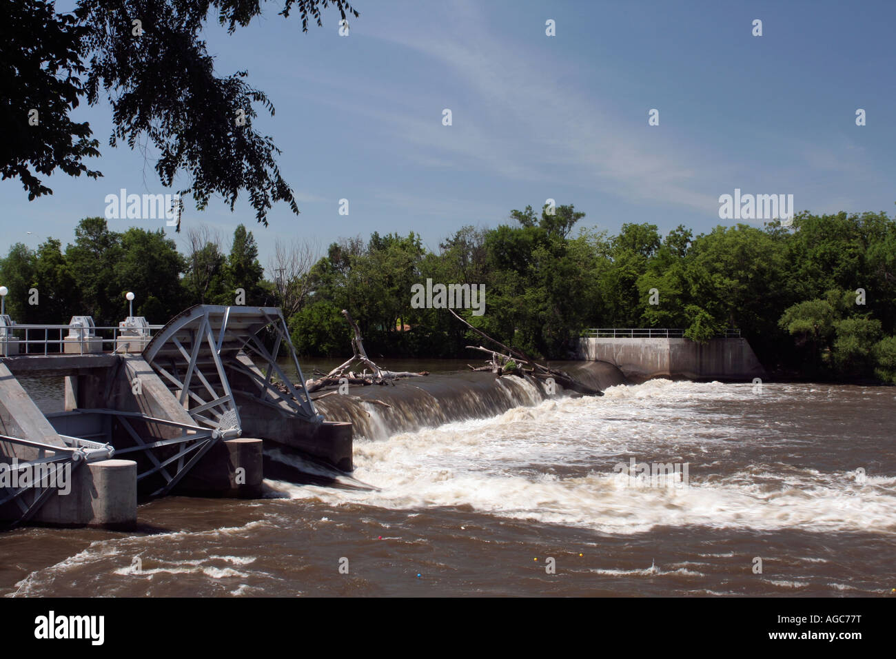 Sturgis Falls (dam spillway) on the Cedar River, Cedar Falls, Iowa