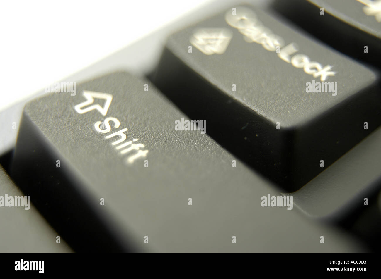 Black computer keyboard shift caps lock keys close up Stock Photo Alamy