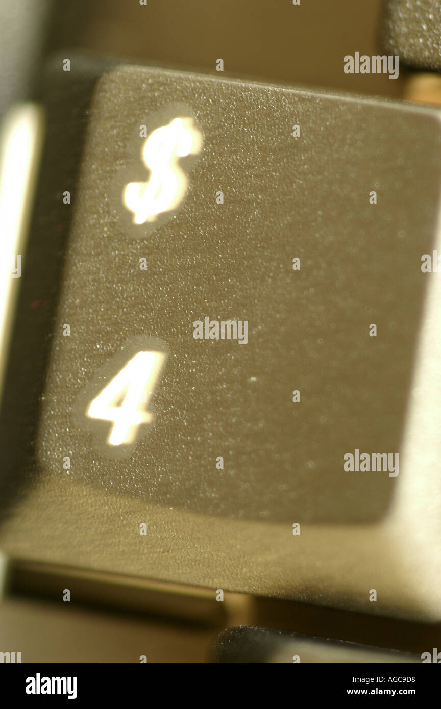 Black computer keyboard number 4 key close up stock photo alamy