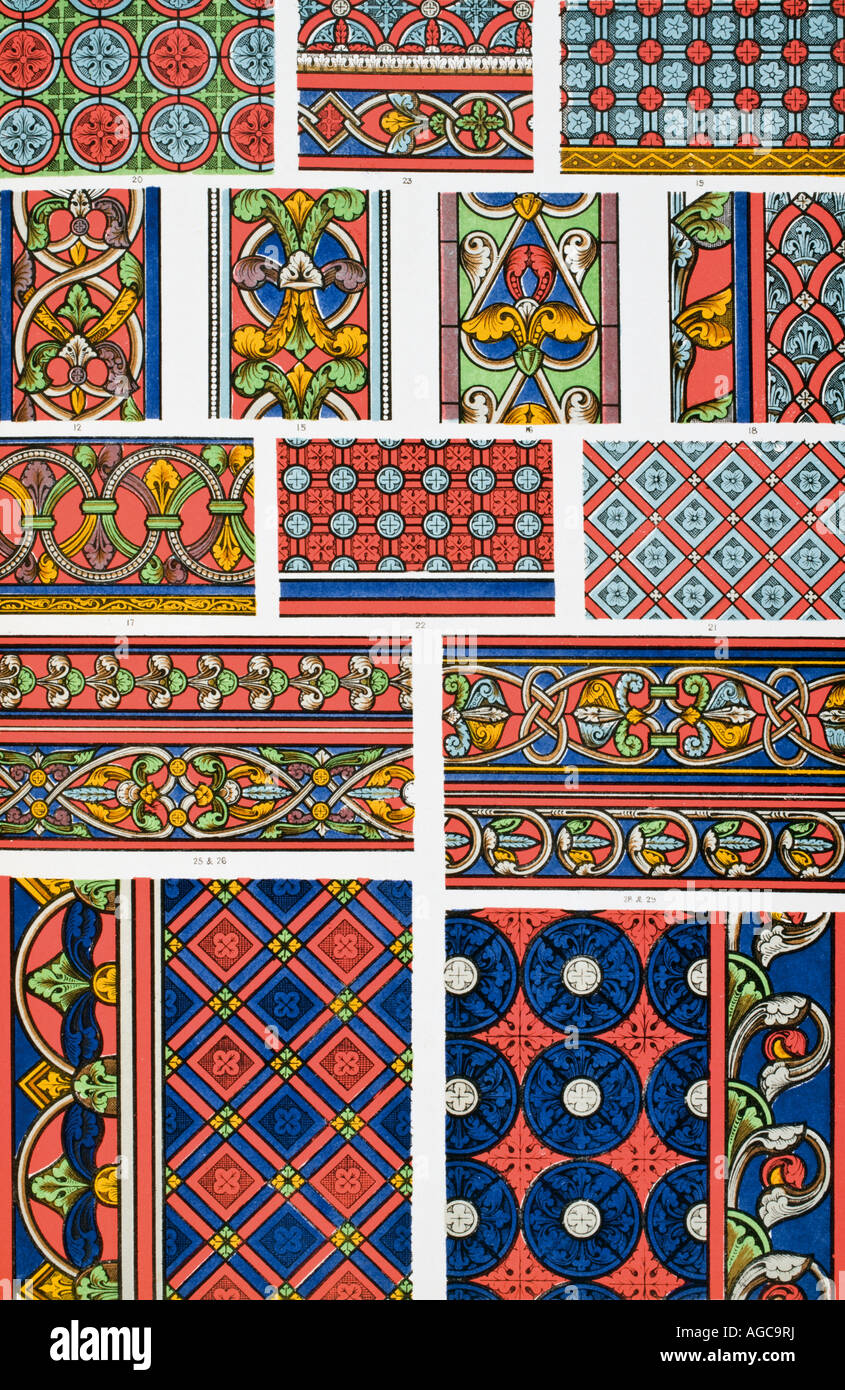 The Grammar of Ornament. Stained Glass, Plate LXIX bis Stock Photo