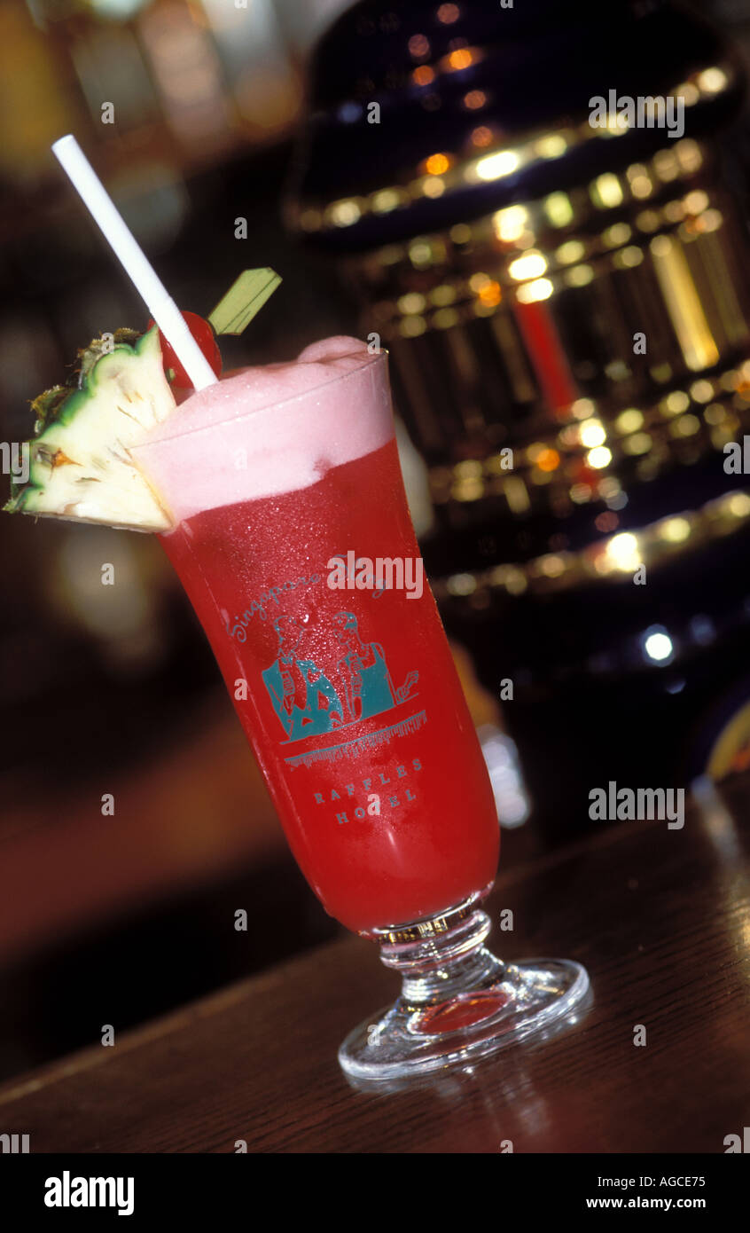 The famous Singapore Sling served at the Long Bar in the Raffles hotel Singapore Stock Photo