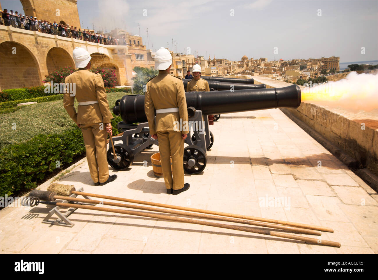The firing of the noon day gun. Malta Stock Photo Alamy
