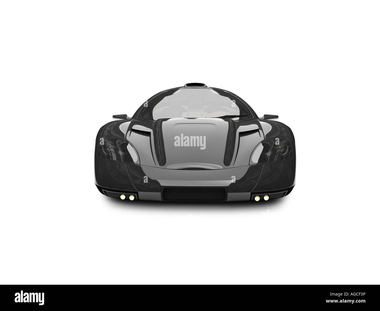 Isolated black super car front view Stock Photo - Alamy