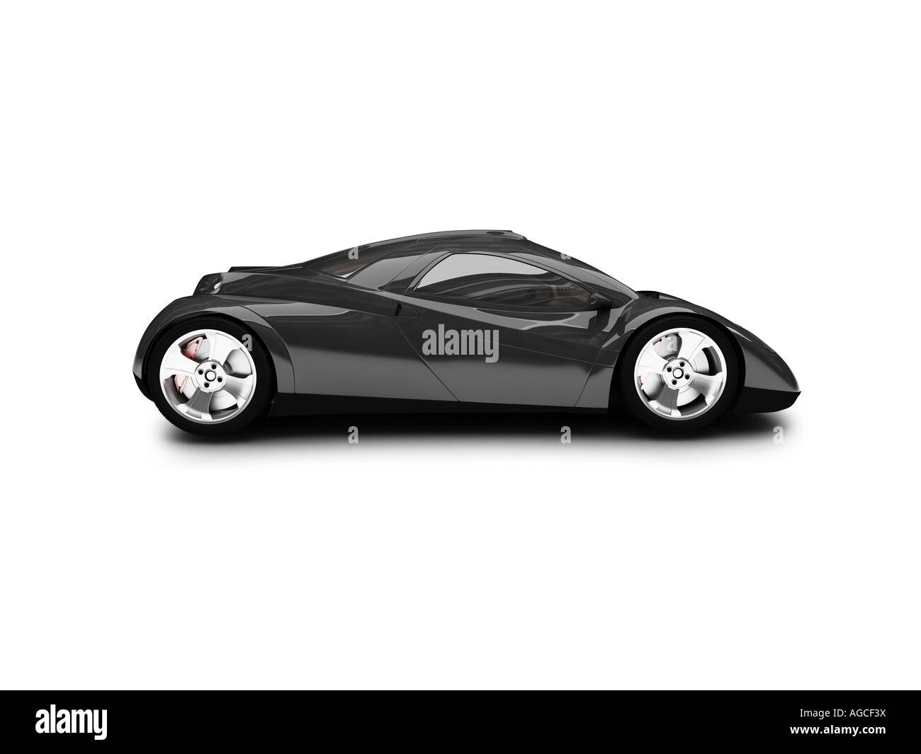 Isolated black super car side view Stock Photo Alamy